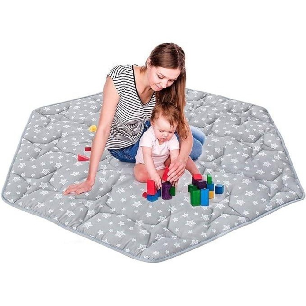 Playpen Playard Padded PADDED MAT ONLY Octagon Moonsea Grey Stars 61"-64"